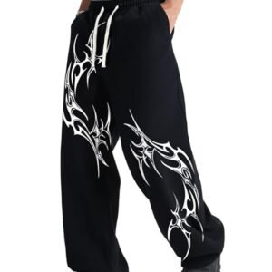 Men's Baggy Track Pants, Baggy Streetwear, Cotton Track Pants, Elastic Waist & Relaxed Fit B