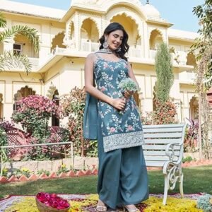 Women's Heavy Embroidered Black Palazzo Set with Dupatta | Star Georgette Heavy Sequence Embroidery Co-ord Set | 3-Piece Suit | Sizes S–2XL (Fully Stitched)