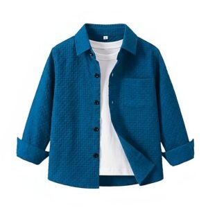 Honey Boys Button Down Textured Cotton Shirt | Full Sleeve Casual Wear | Trendy Regular Fit Textured Causal Shirt for Boys