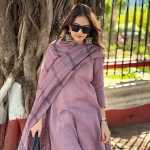 ANNI Designer Women's Rayon Blend Solid Straight Kurta with Pant & Dupatta