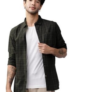 Highlander Men's Slim Fit Shirt for Men | Checks Shirt | Long Sleeves | Spread Collar | Casual Shirts | Men Shirts | Shirts for Men